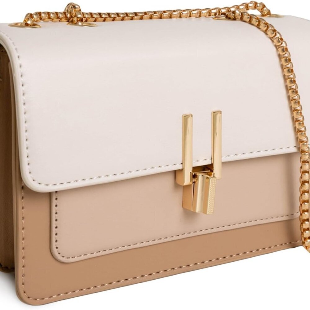 Color Block Leather Crossbody Bag for Women Multiple Carry Options